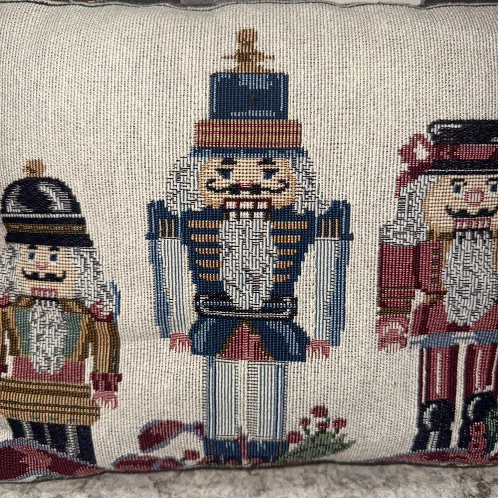 Nutcracker Tapestry Accent Throw Decorative Pillow Christmas Holiday 15X11 In